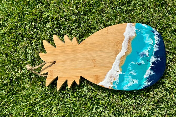 Epoxy Resin Cheese Board Art Class - Making ocean-style art in Paia